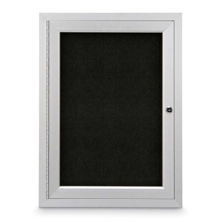 United Visual Products Sliding Door Indoor Enclosed Corkboard, 7 UV9028ACSH-BLACK-PUMICE